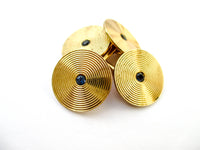 Larter & Sons 14K Yellow Gold Cufflinks Blue Sapphire Centers