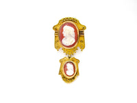 Victorian Cameo Brooch Pendant - 10K Gold