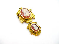 Victorian Cameo Brooch Pendant - 10K Gold