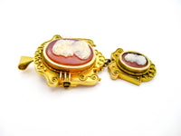 Victorian Cameo Brooch Pendant - 10K Gold