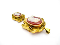 Victorian Cameo Brooch Pendant - 10K Gold