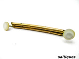 Antique Double Pin Collar Bar, very rare mother of pearl collar holder - saltiques.com