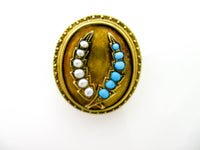 Antique Laurel Wreath Etruscan Revival Gold Brooch