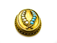 Antique Laurel Wreath Etruscan Revival Gold Brooch