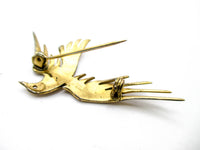 Handmade Sterling Flying Dove Brooch - Vintage Vermeil